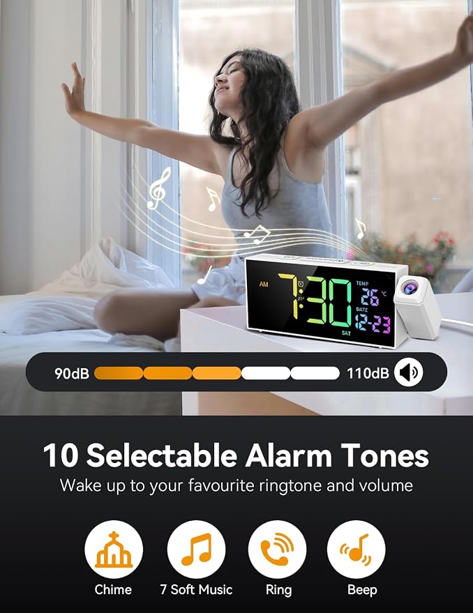 Netzu Projection Clock for Bedroom Ceiling, Alarm Clocks - Image 3
