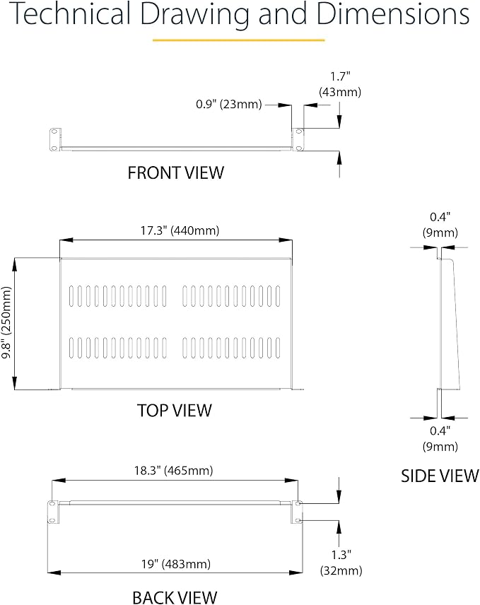 StarTech 2-Pack 1U Server Rack Shelf, Vented Rackmount Cantilever Tray - Image 7