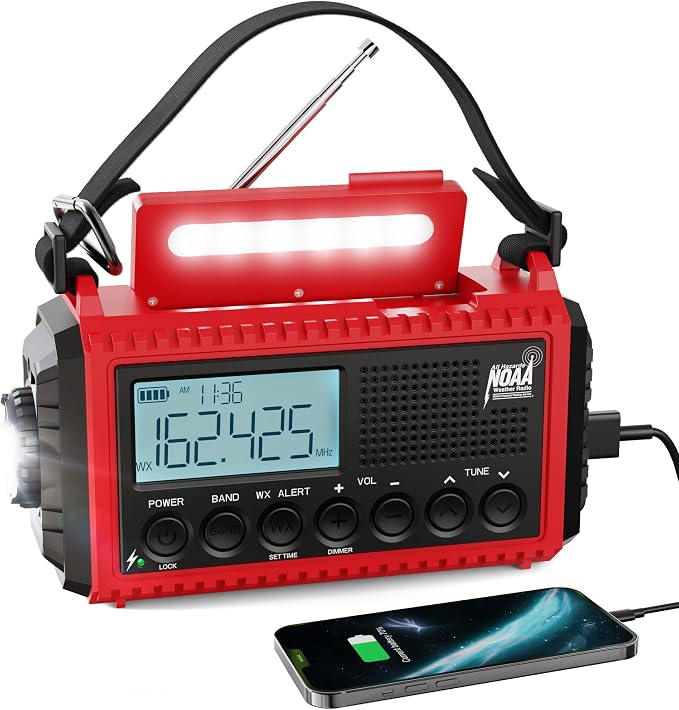 Raynic Emergency Radio, 5000mAh/18500mWh Weather Radio, Solar Hand Crank by Raynic