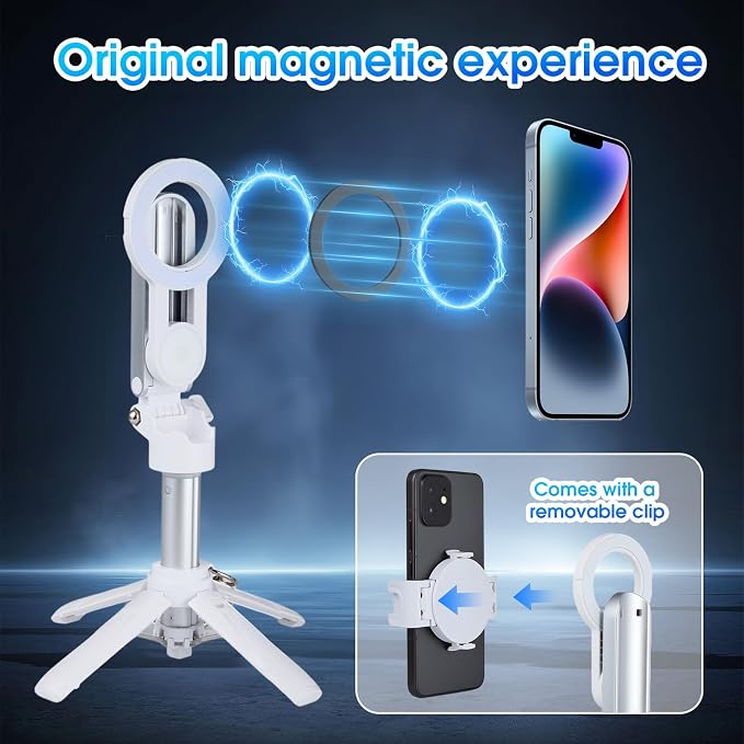 Magnetic Tripod for Phone, 2 in 1 for Magsafe Stand＆ Clip Portable Pocket Size - Image 3