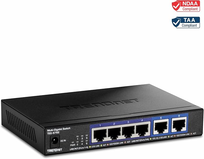 TRENDnet 6-Port 10G Switch, 4 x 2.5G RJ-45 Base-T Ports, 2 x 10G RJ-45 Ports - Image 15