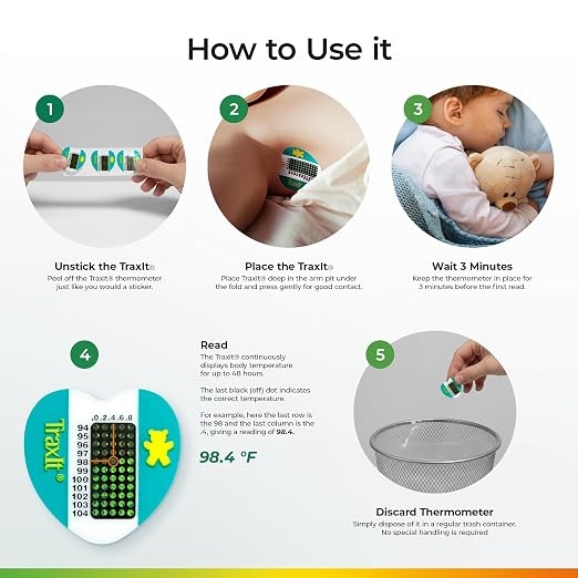 Underarm Thermometer Sticker for Kids, Babies 6+ Months — Wearable for Up to 48 - Image 6