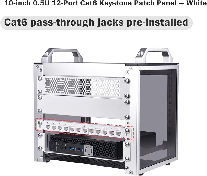 GeeekPi 12 Port Patch Panel, 10inch 0.5U CAT6 Network Patch Panel - Image 3