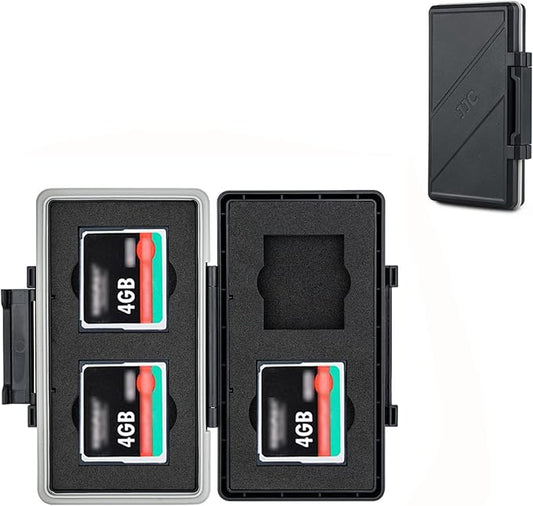4 Slots CF Card Holder, Water-Resistance Anti-Shock Compact Flash Card Case by JJC