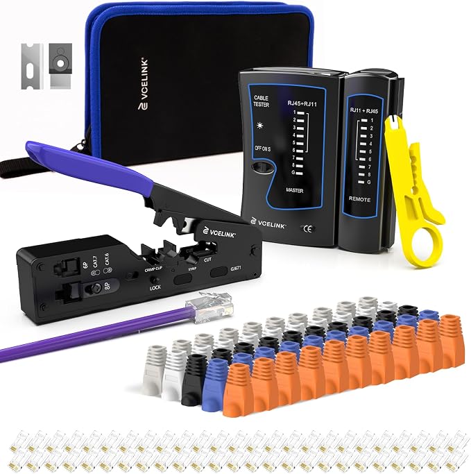 VCELINK RJ45 Crimp Tool Kit, Ethernet Wire Cutter Crimper, All-in-One Network by VCELINK