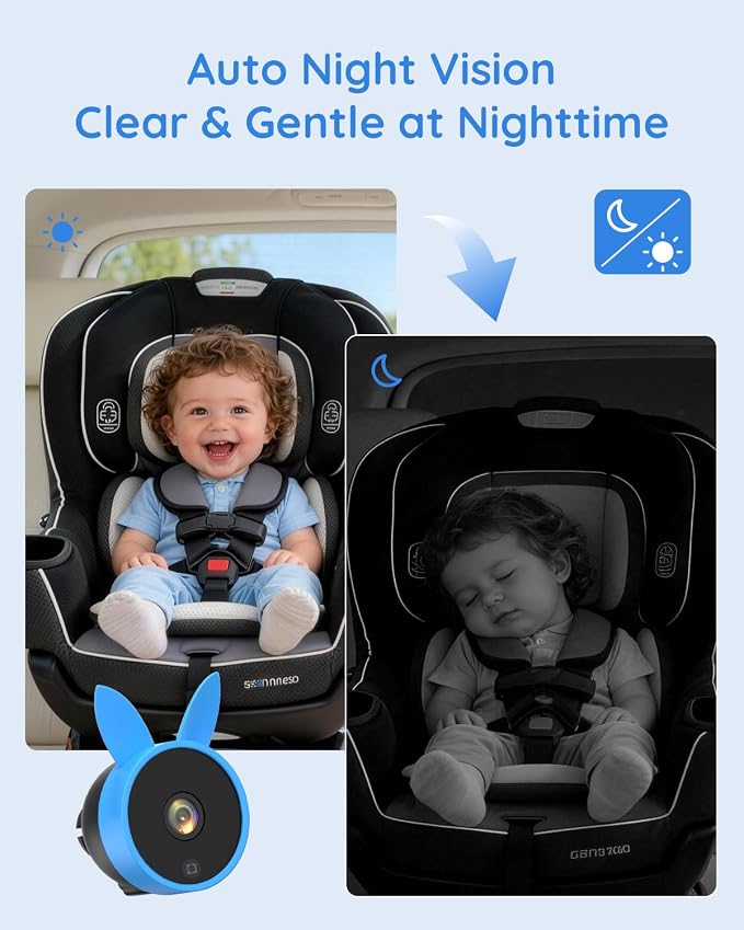 Luckview BM5PRO Dual Camera Baby Car Monitor, 7.2 Inch 1080P Split Screen - Image 6