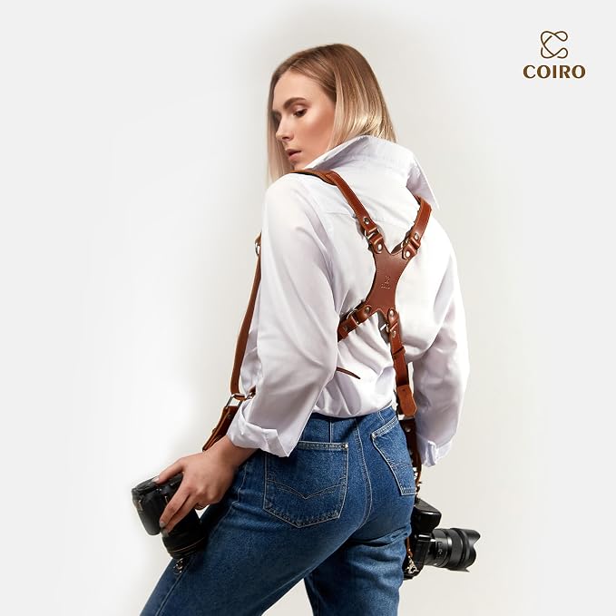 C Coiro Dual Camera Harness Shoulder Leather Camera Strap - Image 6