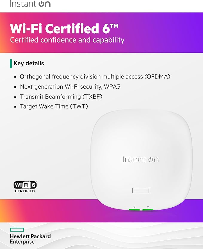 HPE Networking Instant On Access Point AP21 2x2 WiFi 6 Indoor Wireless Access - Image 4