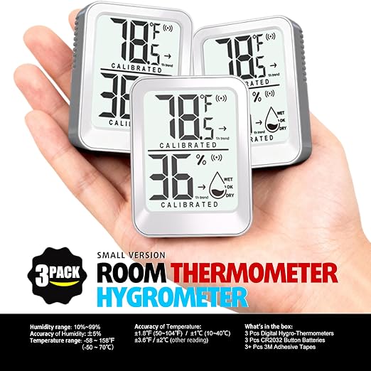 3 Pack Room Thermometer Indoor Hygrometer Digital Mini Humidity Meter Gauge - Image 8