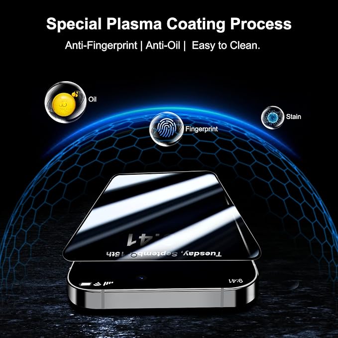 QHOHQ for iPhone 16 Pro Max Privacy Screen Protector + Camera Lens Protector - Image 6