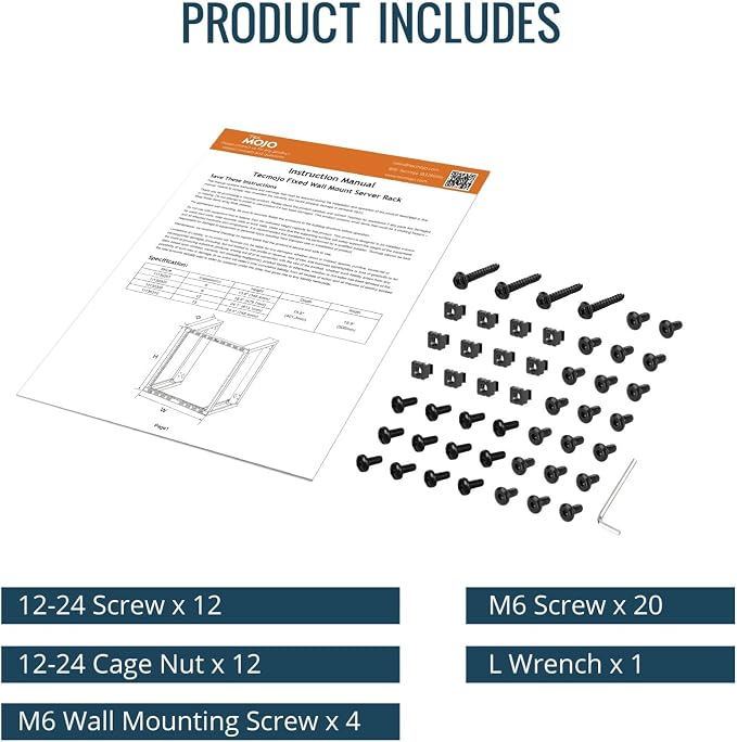 Tecmojo 12U Wall Mount Rack, Wall Mount Network Rack 15.8in Depth, Open Frame - Image 6