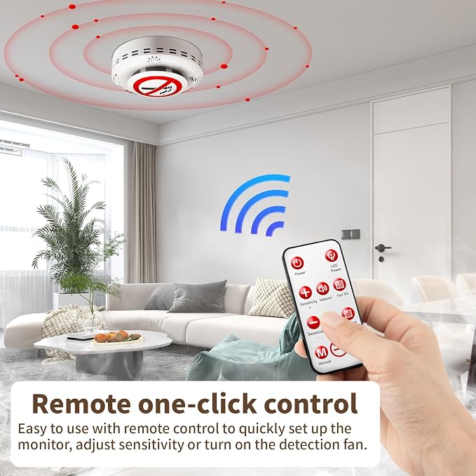 2in1 Cigarette Detector with Remote Control, No-Smoking and PM2.5 Alarm with - Image 3