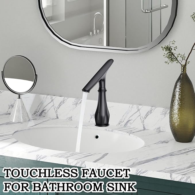 Touchless Bathroom Faucet, Matte Black Smart Motion Sensor Bathroom Sink - Image 3