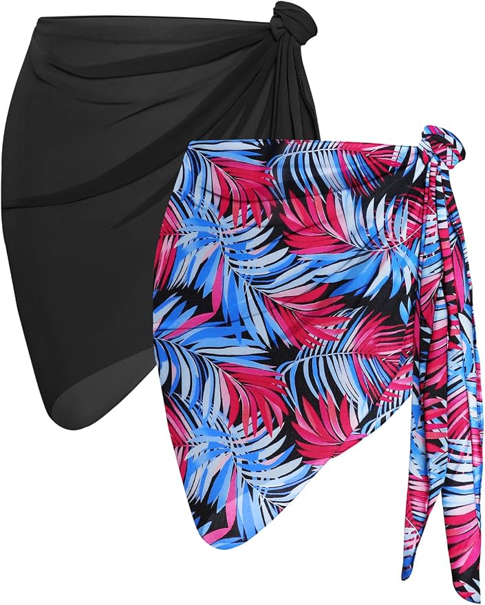 CHICGAL 2 Pieces Women Beach Sarong Bathing Suit Wrap Skirt Sheer Bikini by CHICGAL