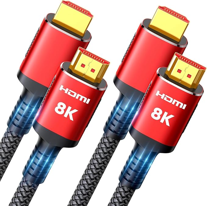 Snowkids 10K 8K HDMI 2.1 Cable 10FT 2-Pack, 48Gbps Ultra High Speed HDMI by Snowkids