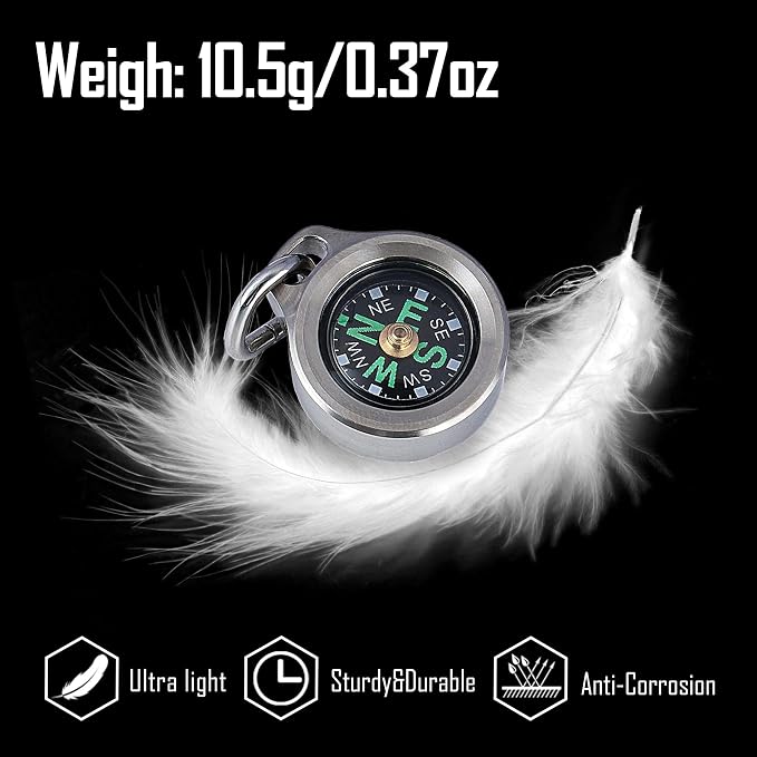 MecArmy Mini Titanium/Brass Compass, Waterproof IPX5 Pocket Compass - Image 4