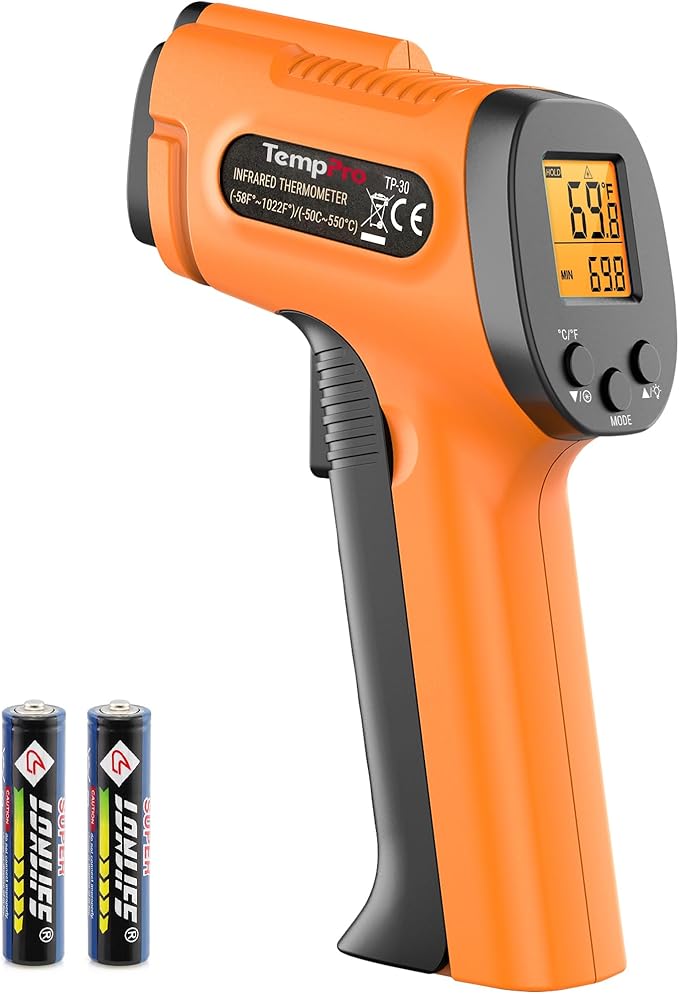 TempPro TP30 Infrared Thermometer Gun, Laser Thermometer by TempPro