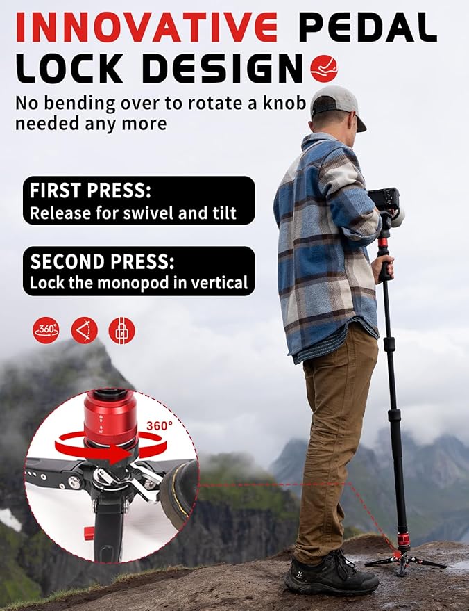 IFOOTAGE Monopod Cobra 3 Strike A150S, 1/4'' & 3/8'' Quick Release Compatible - Image 4