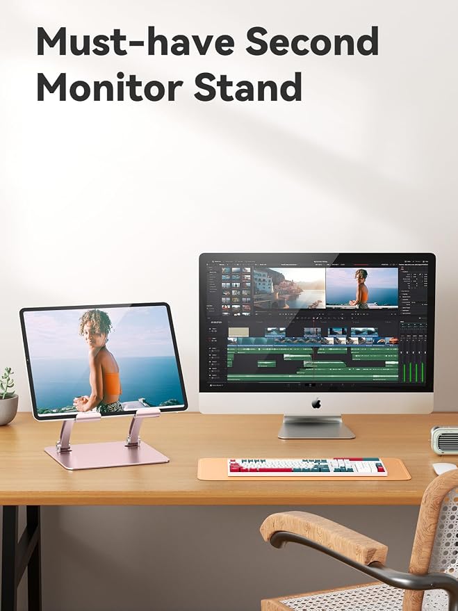 tounee Tablet Holder Stand, Dual Rod Adjustable Aluminum Desktop Stand - Image 7