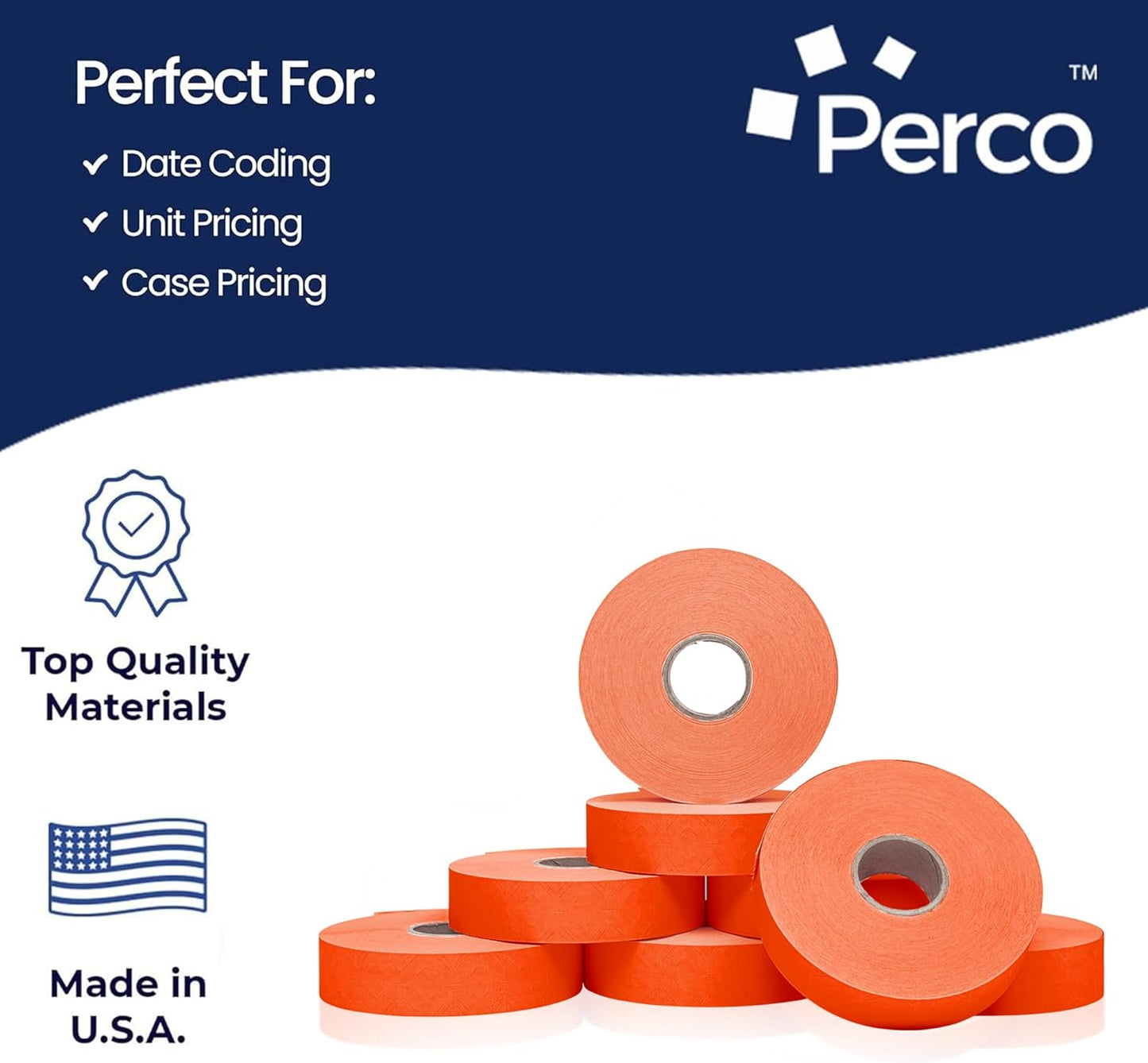 Perco Fluorescent Red Pricing Labels for Monarch 1136 Price Gun – 3 Sleeves, 24 Rolls Value Pack - 42,000 Price Marking Labels – with Ink Rolls Included