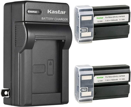 Kastar 2-Pack EN-EL1 Battery and AC Wall Charger Replacement by Kastar