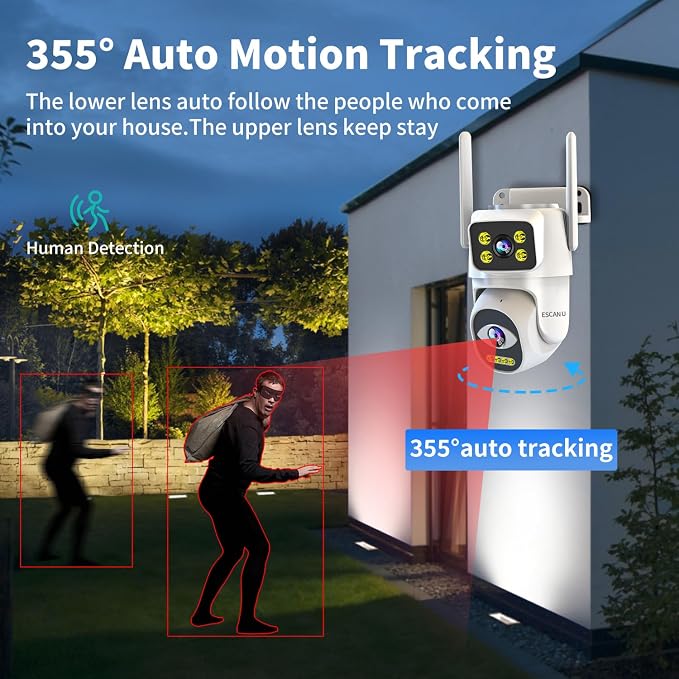 Dual Lens Cameras for Home Security, 2.4G/5G PTZ Outdoor Plug-in Camera - Image 5