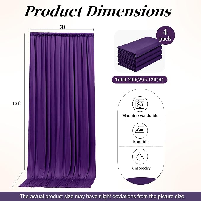 20ft x 12ft Purple Backdrop Curtains - Image 8