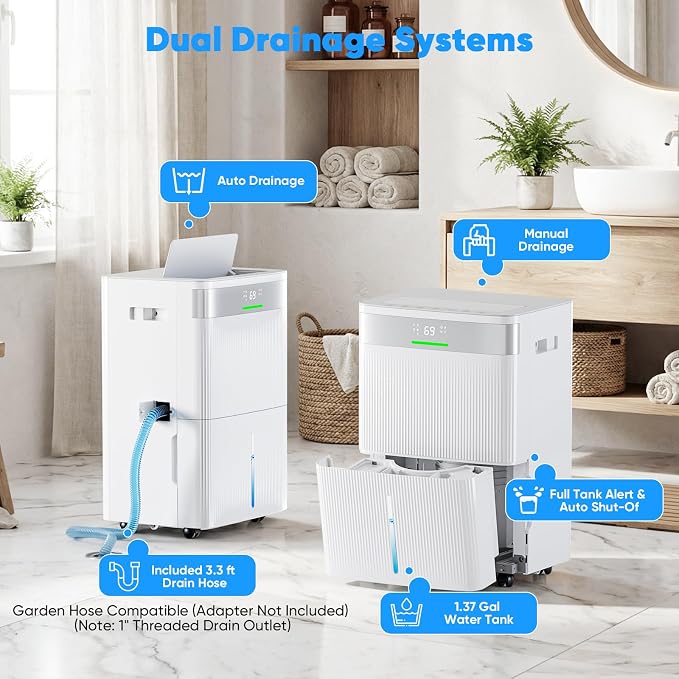HUMILABS 82 Pints Dehumidifier for Home, 5000 Sq. Ft Dehumidifier for Basement - Image 4