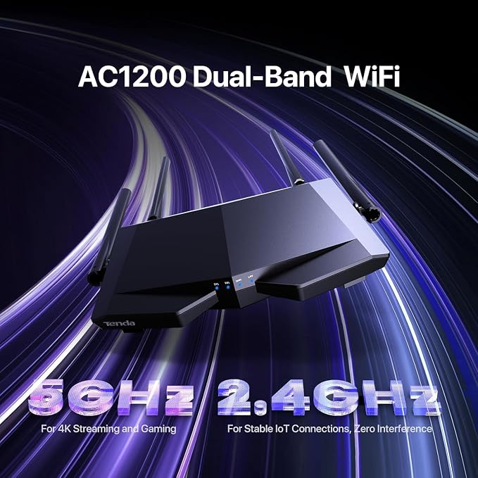 Tenda AC1200 Smart WiFi Router, High Speed Dual Band Wireless Internet Router - Image 2