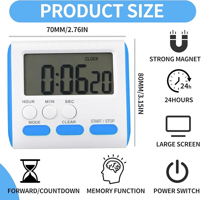 Mudder 3 Pack Digital Kitchen Timer - Image 2