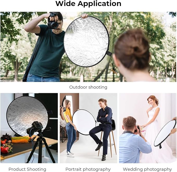2-in-1 Photo Reflector Fill Light Soft Light Collapsible Reflector 12" 30cm - Image 6