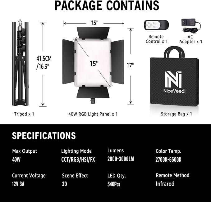 NiceVeedi 40W RGB Photography Lighting - Image 8