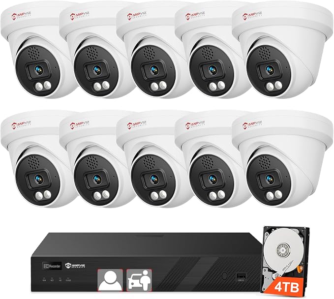 - Anpviz 16CH 4K PoE Security Camera System, 10x 8MP Wired IP Turret Cameras by AnpvizSecurity