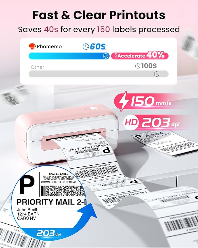 Phomemo Shipping Label Printer- Bluetooth Thermal Label Printer 4x6 - Image 3