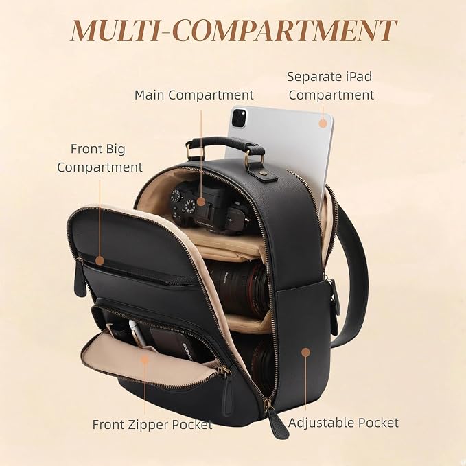Small Camera Backpack Classic PU Leather - Image 7