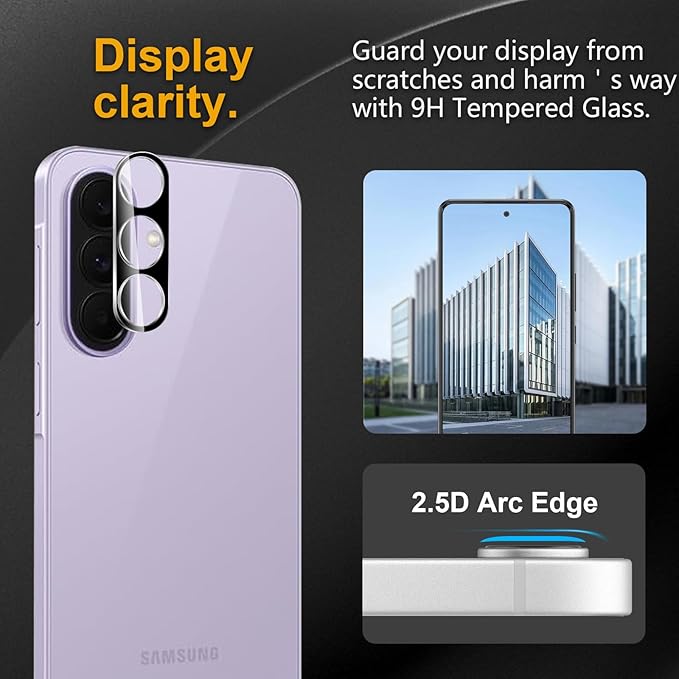 3 Pack Camera Lens Protector for Samsung Galaxy A57/A37 5G, Tempered Glass - Image 2