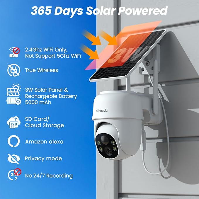 2K Cameras for Home Security-2.4G WiFi Outdoor Camera Wireless Solar/Battery - Image 3