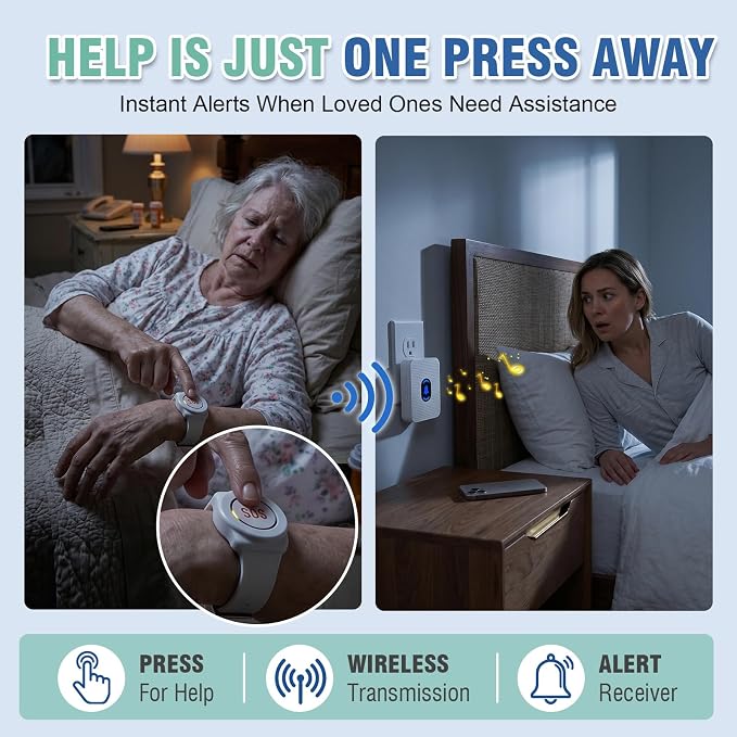 Daytech Wireless Wrist Pager Caregiver Call Button in Home System Watch Alarm - Image 2