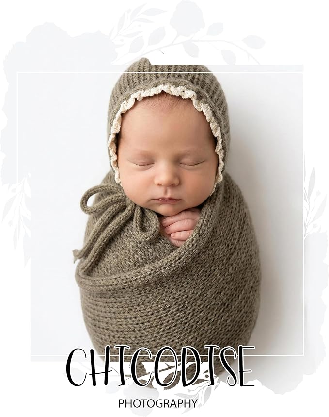 Newborn Photography Props Wraps & Ruffle Edge Bonnet - Image 2