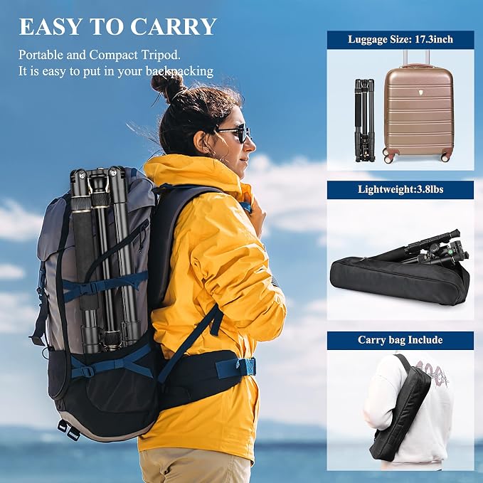 77" Aluminum Camera Tripods & Monopods, Victiv Compact Travel Tripod - Image 5