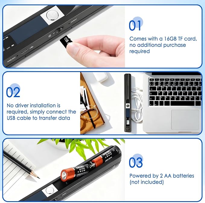 Portable Document Scanner, 900DPI Handheld Scanner Wand - Image 3