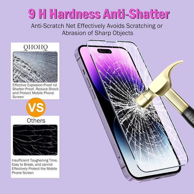 QHOHQ 3 Pack Screen Protector for iPhone 14 Pro Max 6.7 Inch - Image 6
