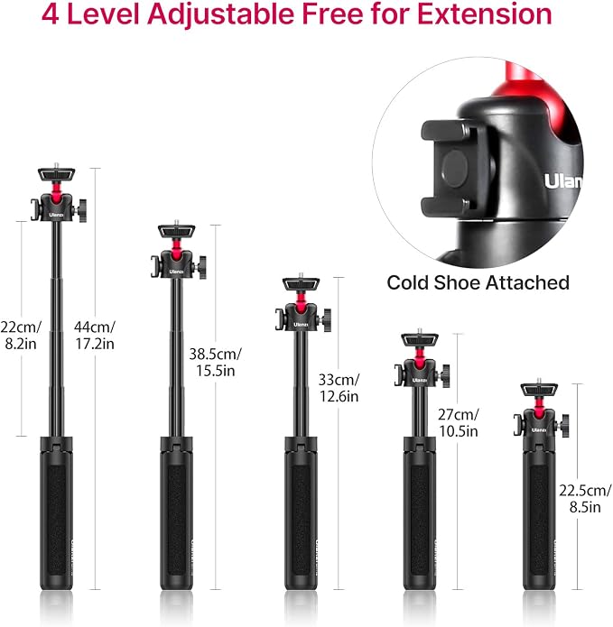 ULANZI MT-16 Extendable Mini Camera Tripod, 4 Levels Adjustment 360° Ball Head - Image 4