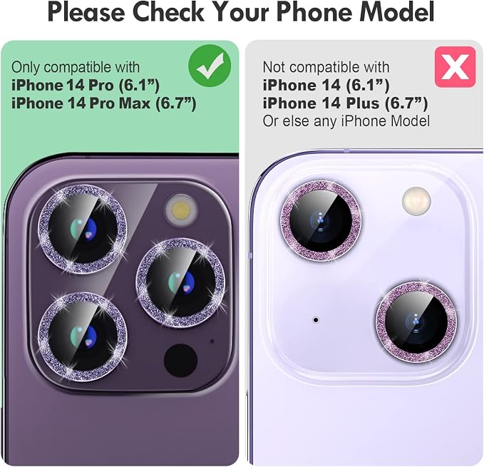 for iPhone 14 Pro/14 Pro Max Camera Lens Protector Bling, 9H Hardness - Image 2