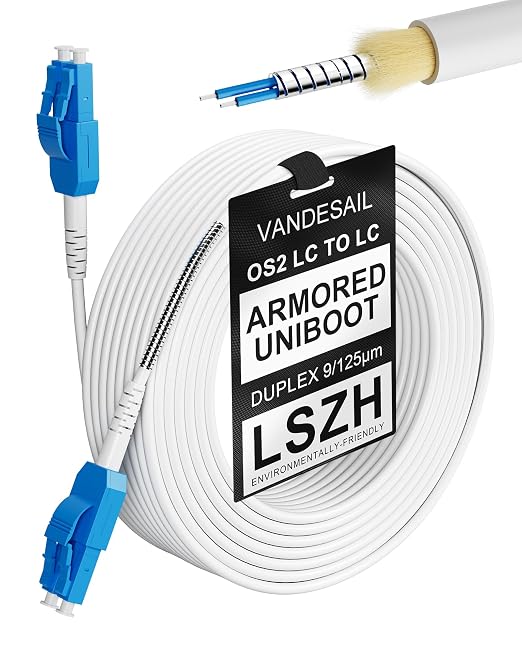 OS2 LC Uniboot Single Mode Armored Patch Cable, LC to LC Fiber Patch Cable SMF by VANDESAIL