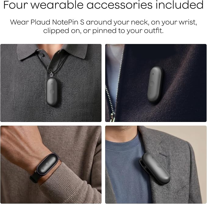 Plaud NotePin S AI Voice Recorder, Wearable AI Notetaker, AI Transcribe & - Image 3