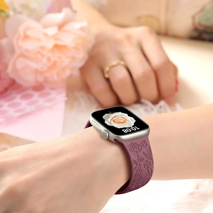 SNBLK 6 Pack Floral Engraved Bands Compatible - Image 5