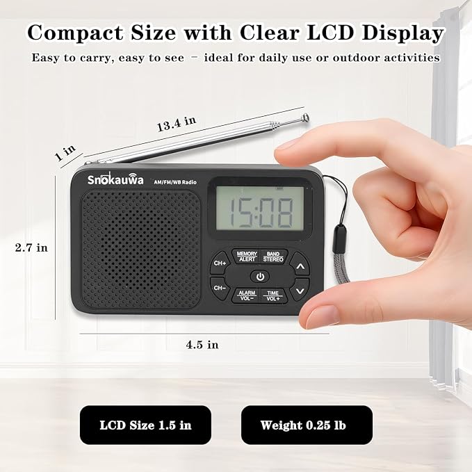 AM FM Radio, Portable Emergency Weather NOAA Radio, Small Digital Radio - Image 6