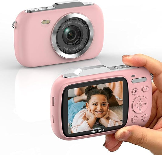 WellTone Digital Camera Kids 4K Video 64MP Photography Cameras, Compact 18X by KOMERY