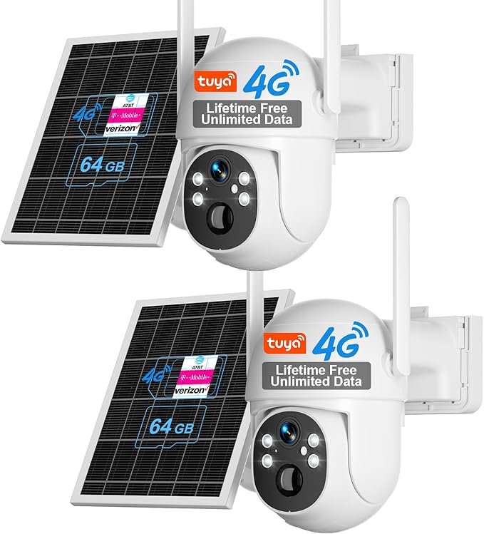 SANSCO 4G LTE Cellular Solar Security Camera Wireless Outdoor, Lifetime Free by SANSCO